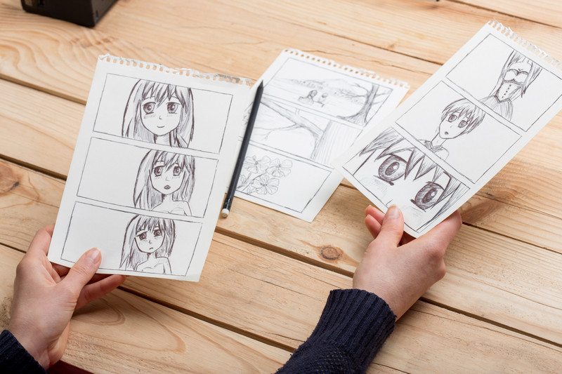 Anime Manga Artist Draws A Storyboard  Stock Video  Motion Array