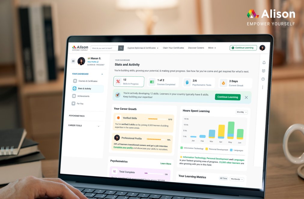 Alison Launches Redesigned Dashboard to Help Learners Stay on Track and Achieve Their Learning Goals More Easily