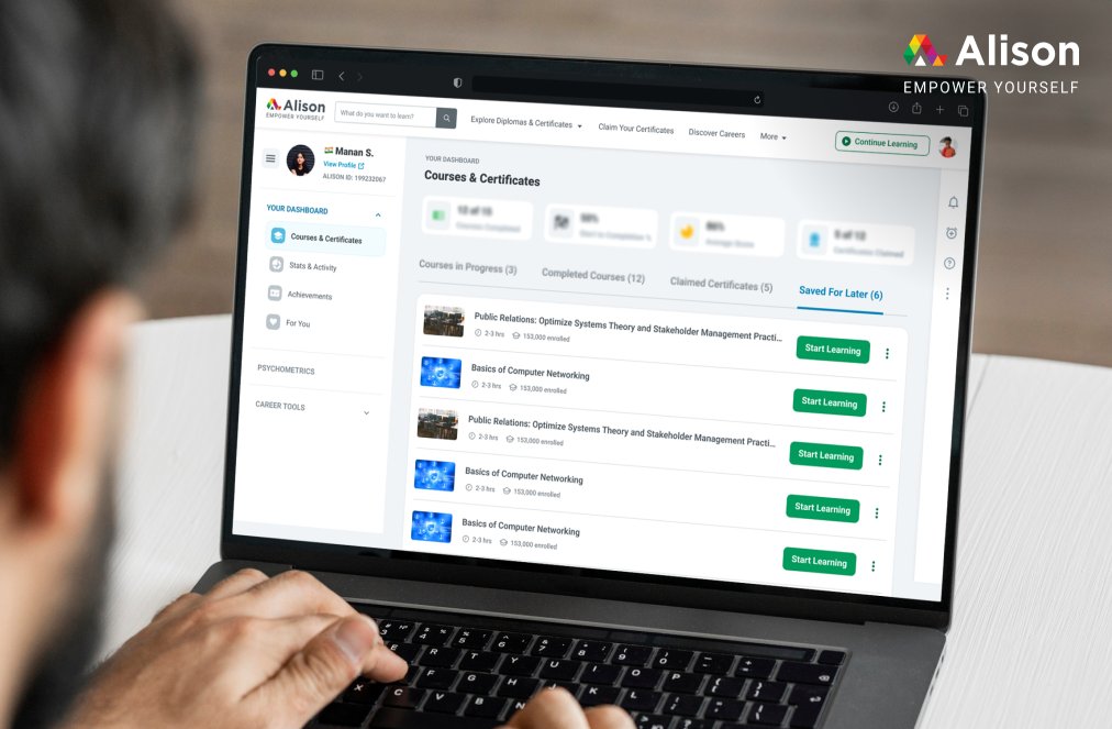Alison Adds a Feature to Save Courses on Its Website, Helping Learners Return to the Right Course at the Right Time