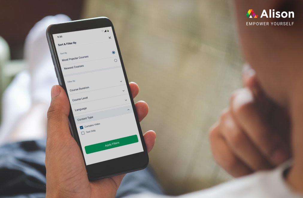 The Alison App Introduces New Filters and a Sorting Feature, Helping Learners Find and Continue Courses More Easily