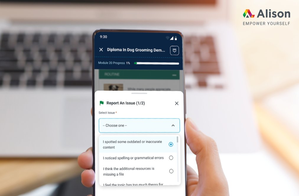 Alison Adds a Course Content Flagging Feature to Its App, Giving Learners a Direct Role in Maintaining Course Quality