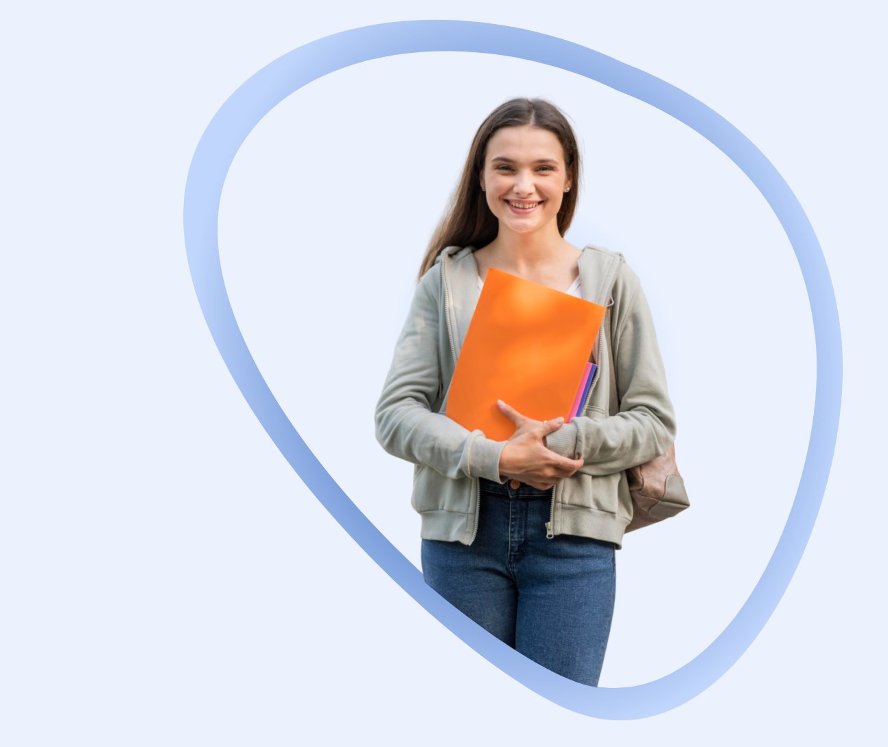 A Transition Year student holding her course folder