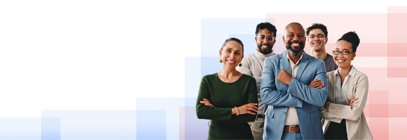 Group of smiling workforce professionals